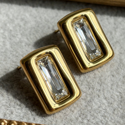Baguette Crystal Stud Earrings