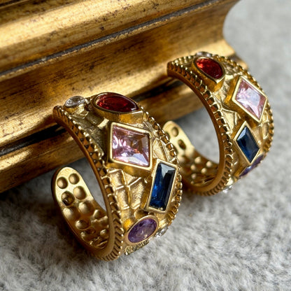 Color Gem Hoop Earrings