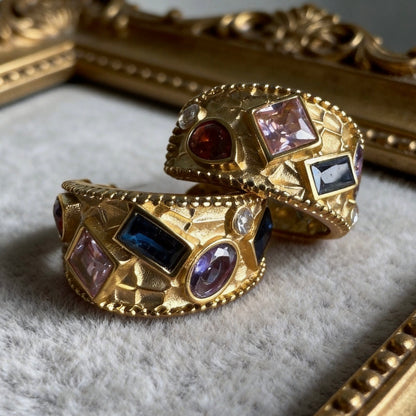Color Gem Hoop Earrings