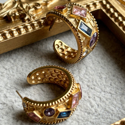 Color Gem Hoop Earrings