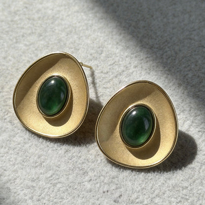 Green Stone Stud Earrings
