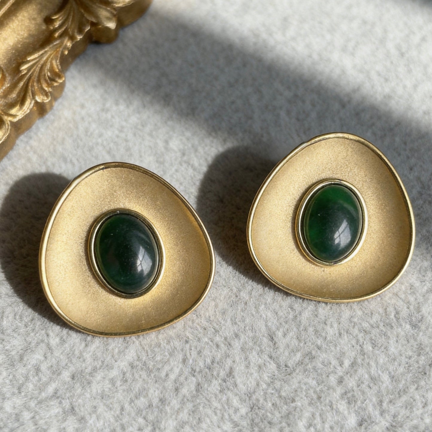 Green Stone Stud Earrings