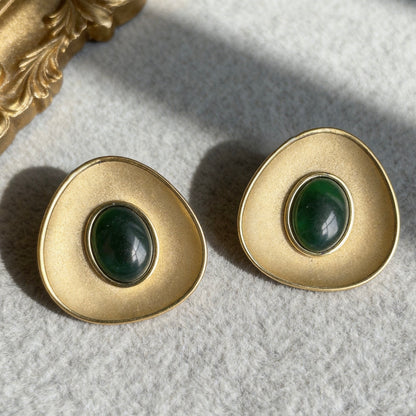 Green Stone Stud Earrings