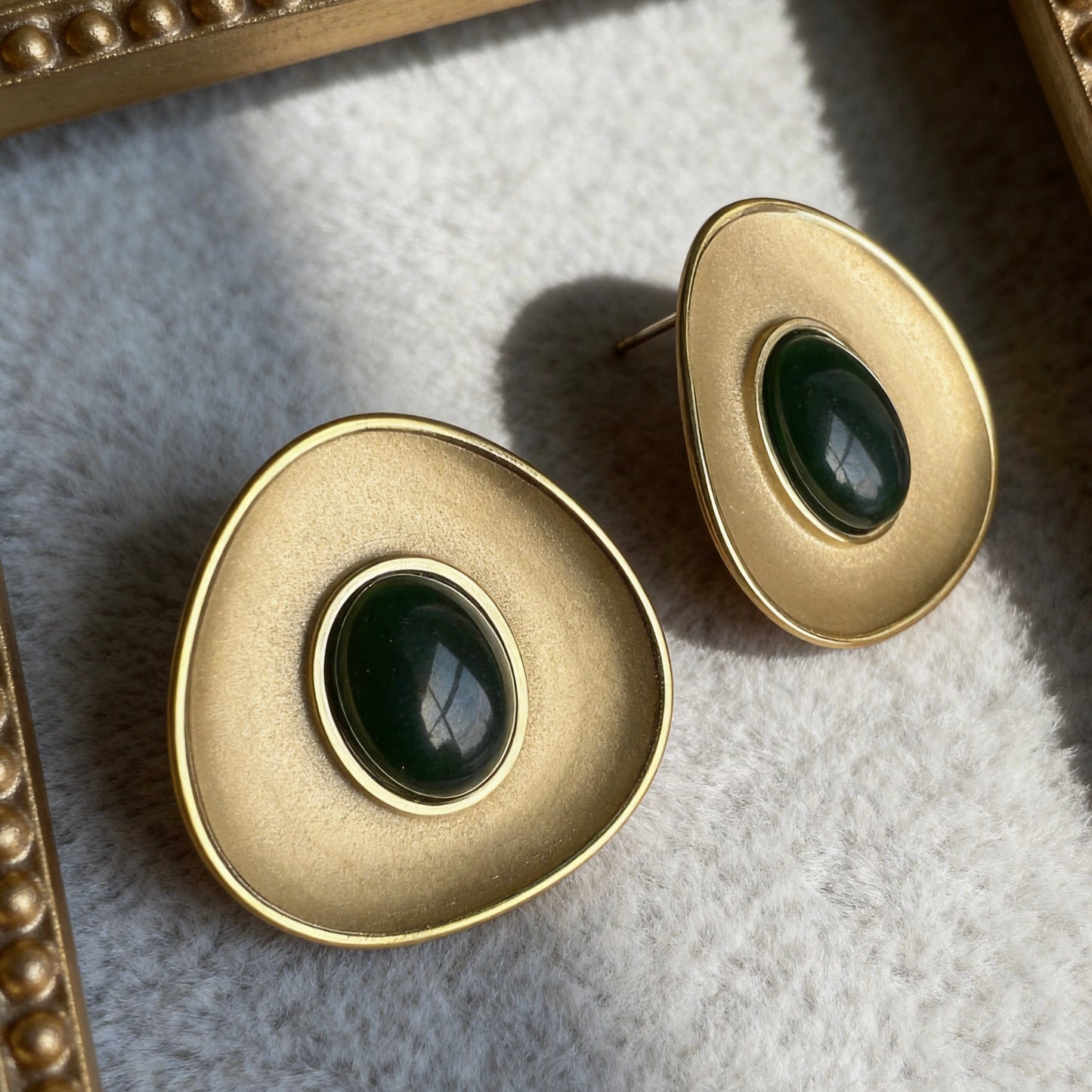 Green Stone Stud Earrings