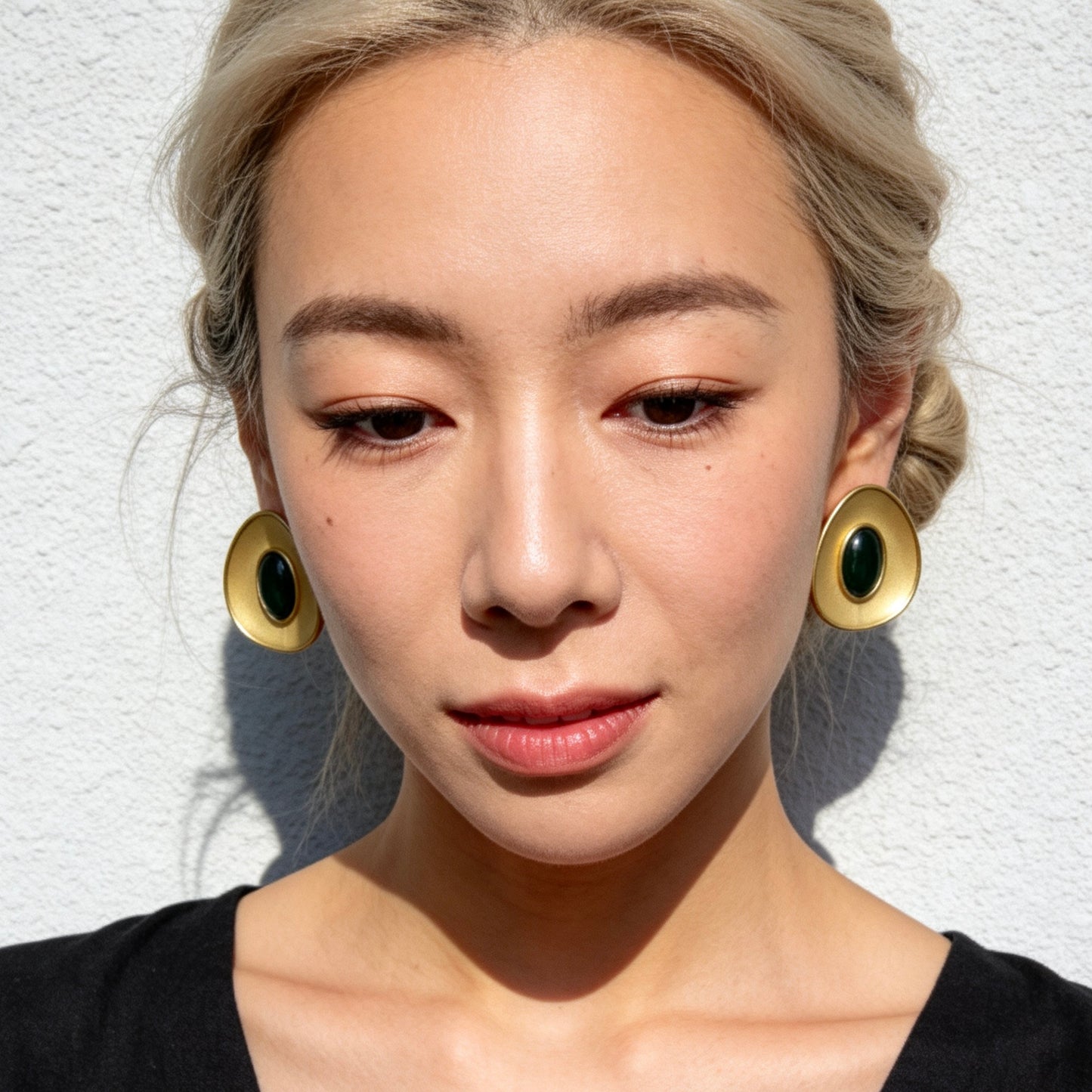Green Stone Stud Earrings