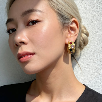 Color Gem Hoop Earrings