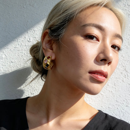 Color Gem Hoop Earrings