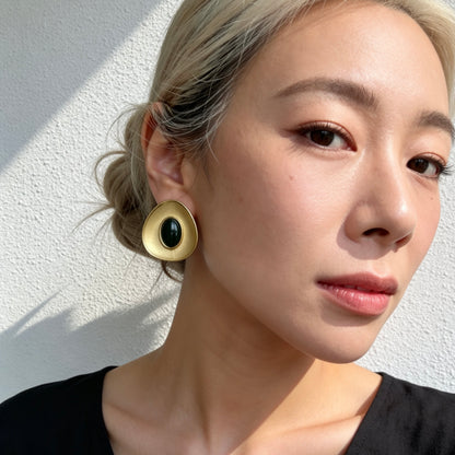 Green Stone Stud Earrings
