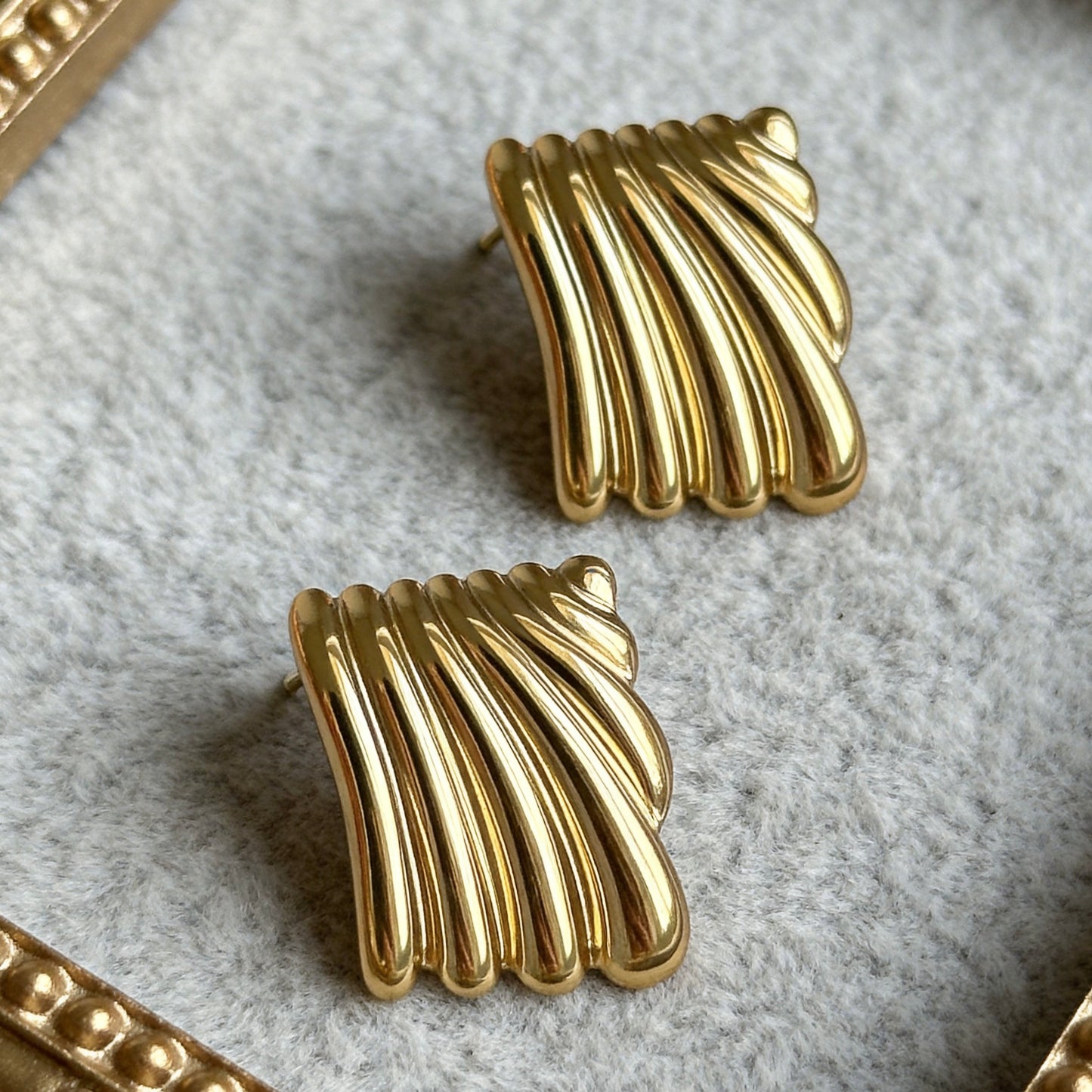 Textured Wave Stud Earrings