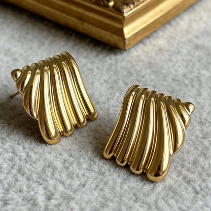 Textured Wave Stud Earrings