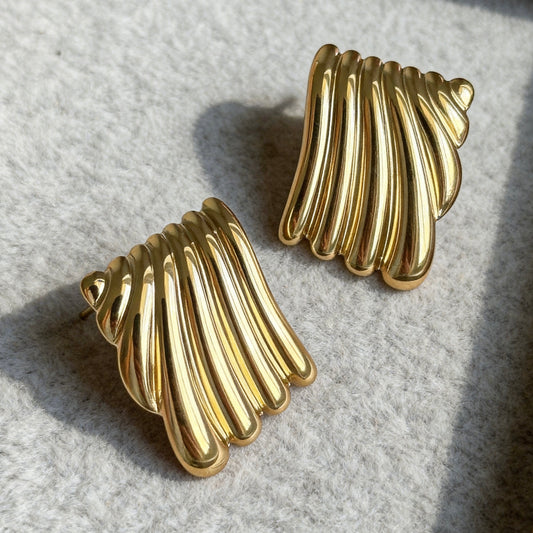 Textured Wave Stud Earrings