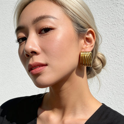 Textured Wave Stud Earrings