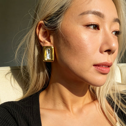 Baguette Crystal Stud Earrings