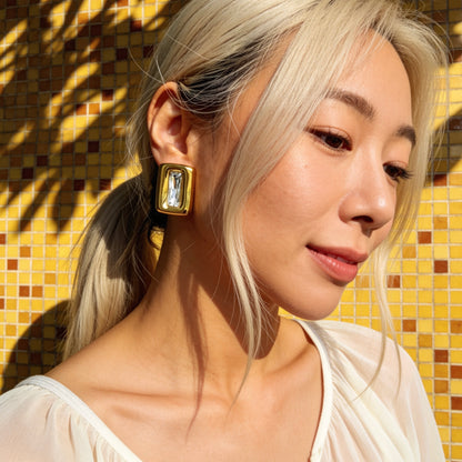 Baguette Crystal Stud Earrings