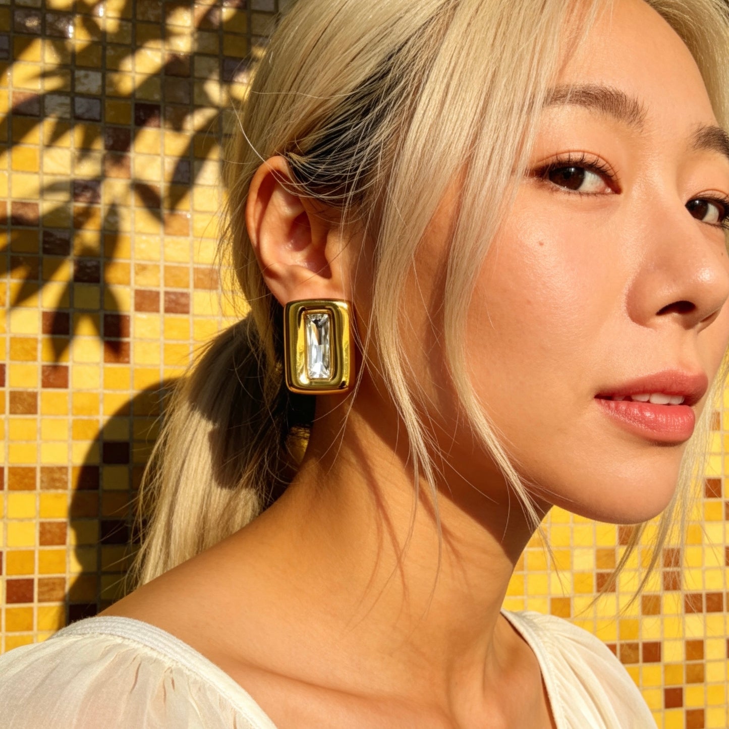 Baguette Crystal Stud Earrings