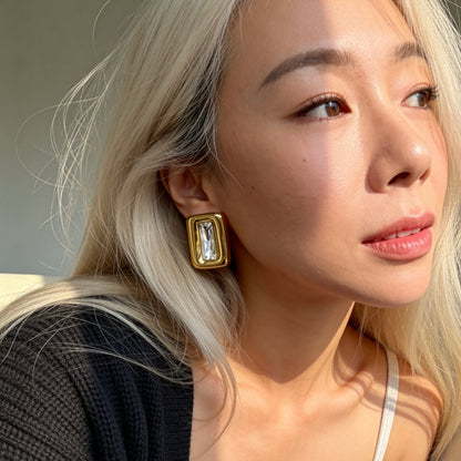 Baguette Crystal Stud Earrings
