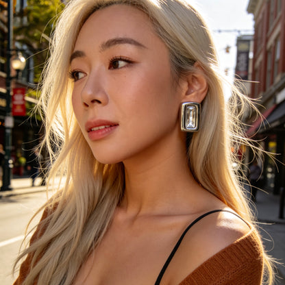 Baguette Crystal Stud Earrings