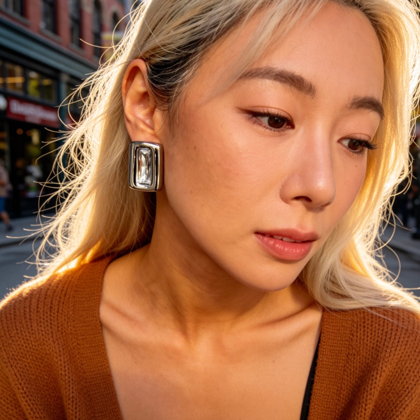Baguette Crystal Stud Earrings