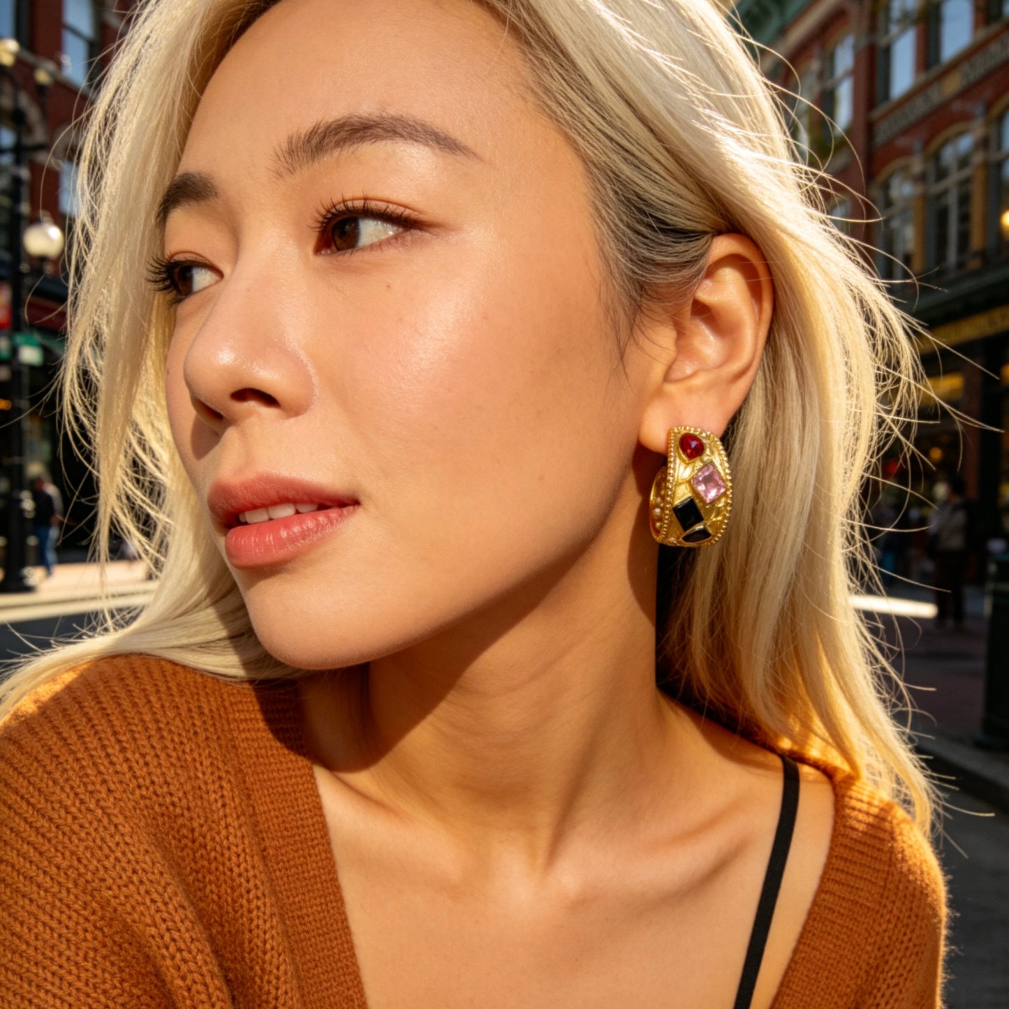 Color Gem Hoop Earrings