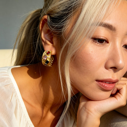Color Gem Hoop Earrings