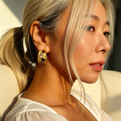 Color Gem Hoop Earrings