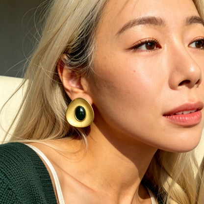 Green Stone Stud Earrings