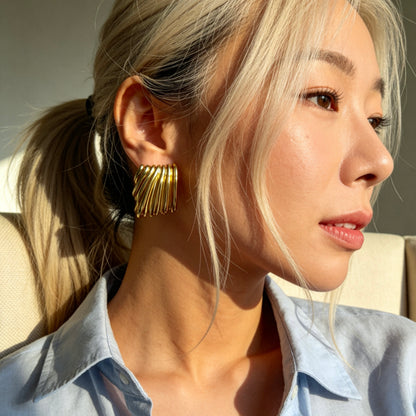 Textured Wave Stud Earrings