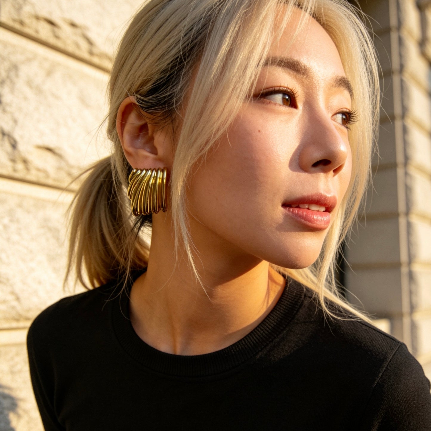 Textured Wave Stud Earrings