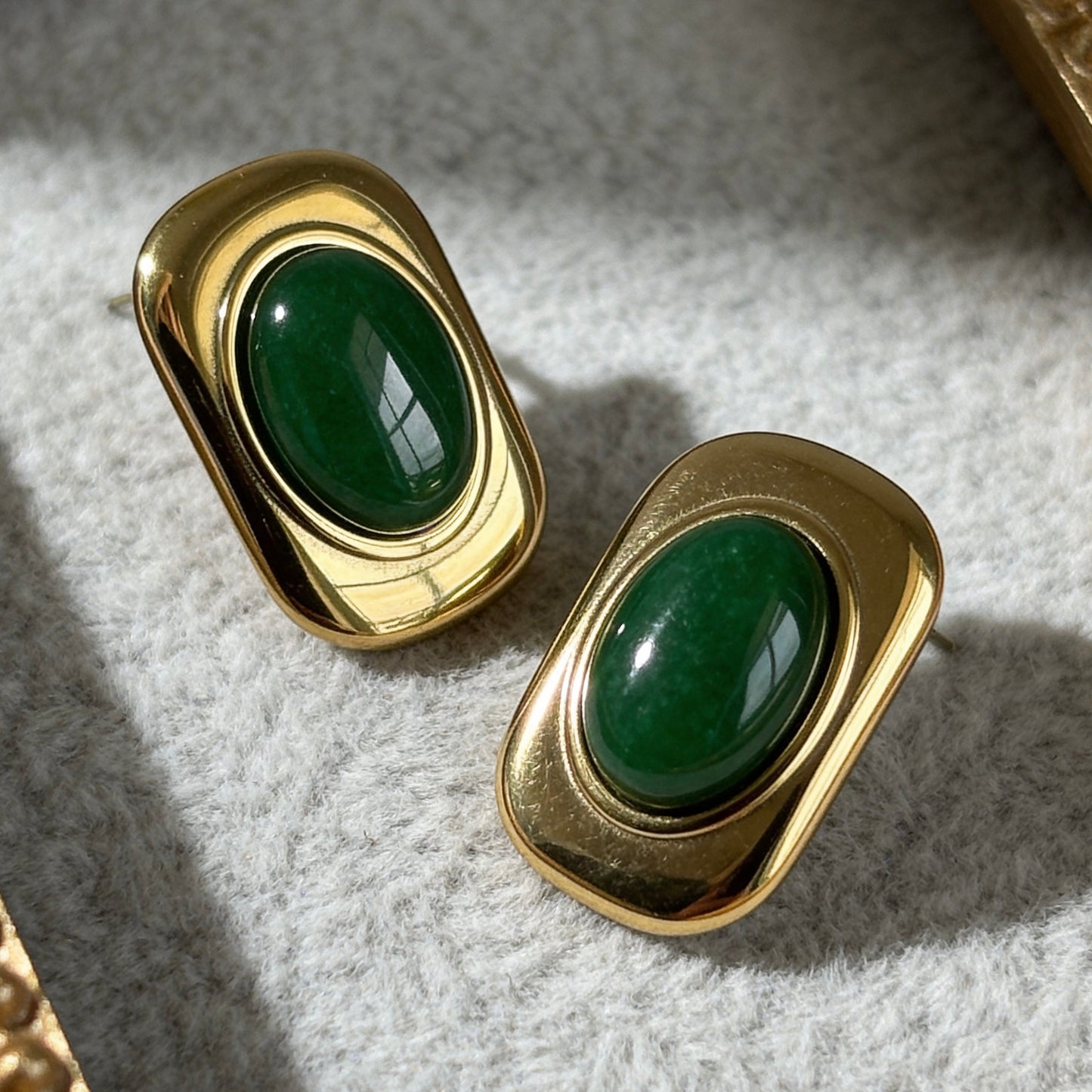 Green Oval Statement Earrings