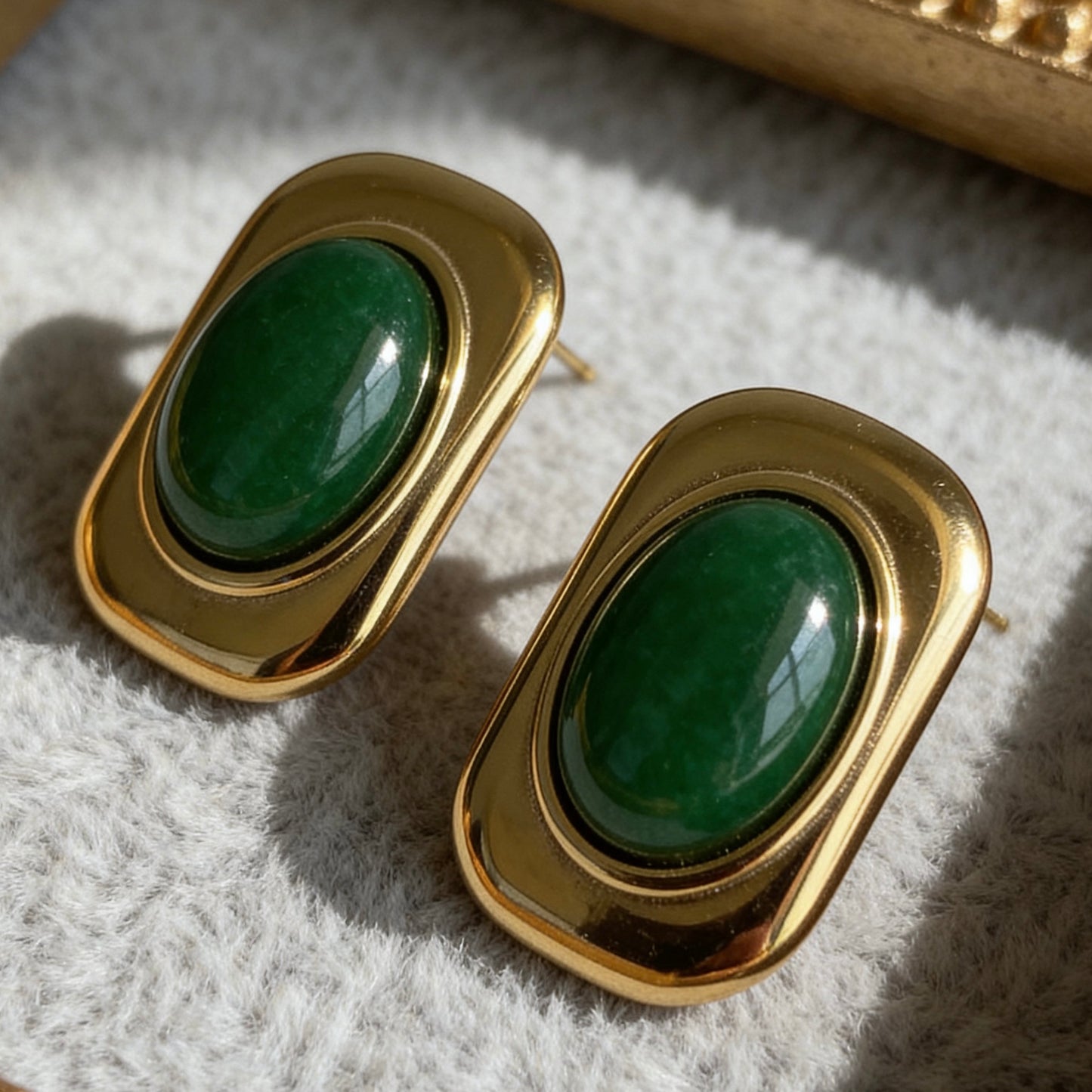 Green Oval Statement Earrings