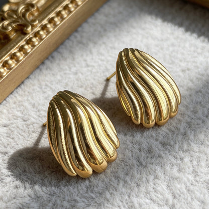 Ribbed Shell Stud Earrings