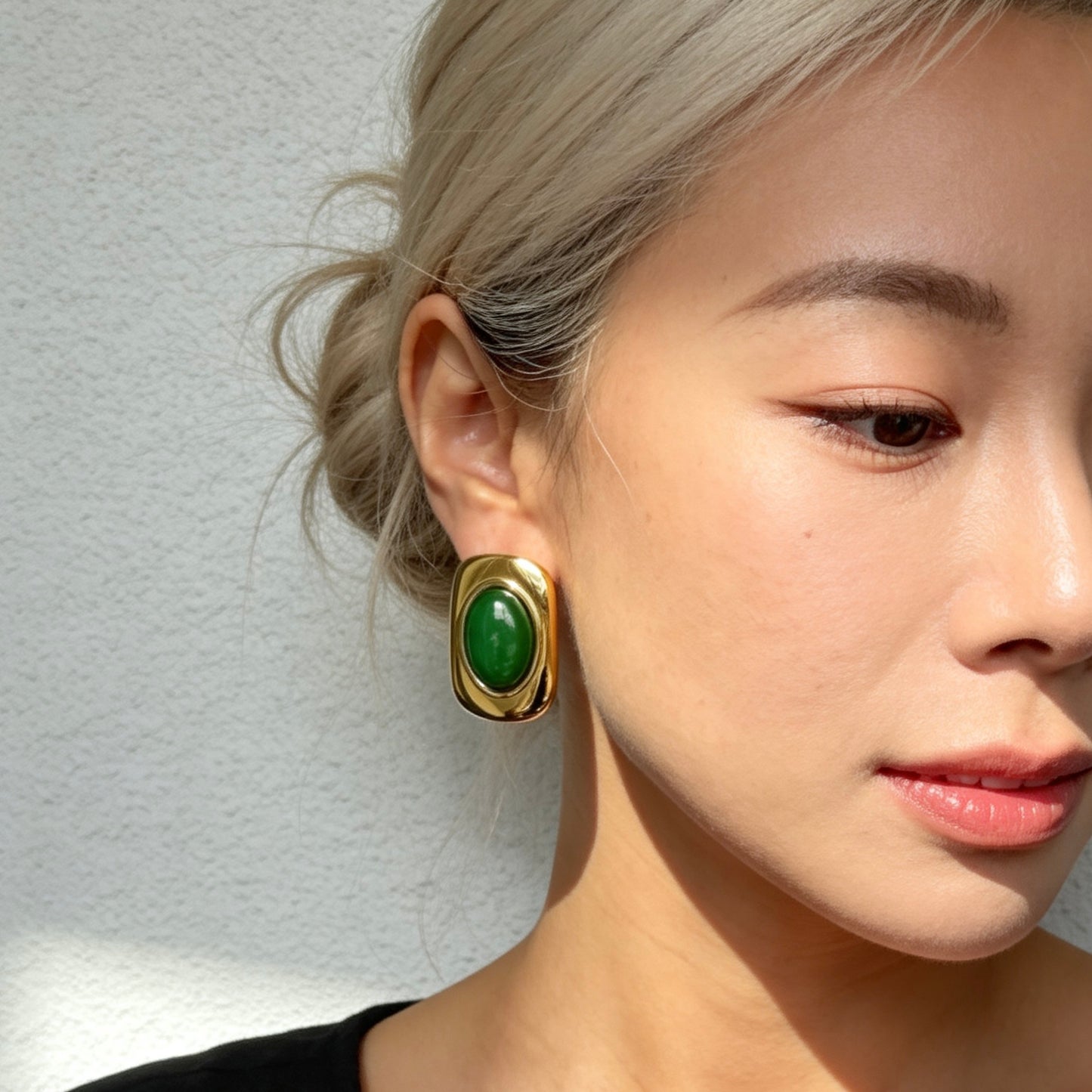 Green Oval Statement Earrings