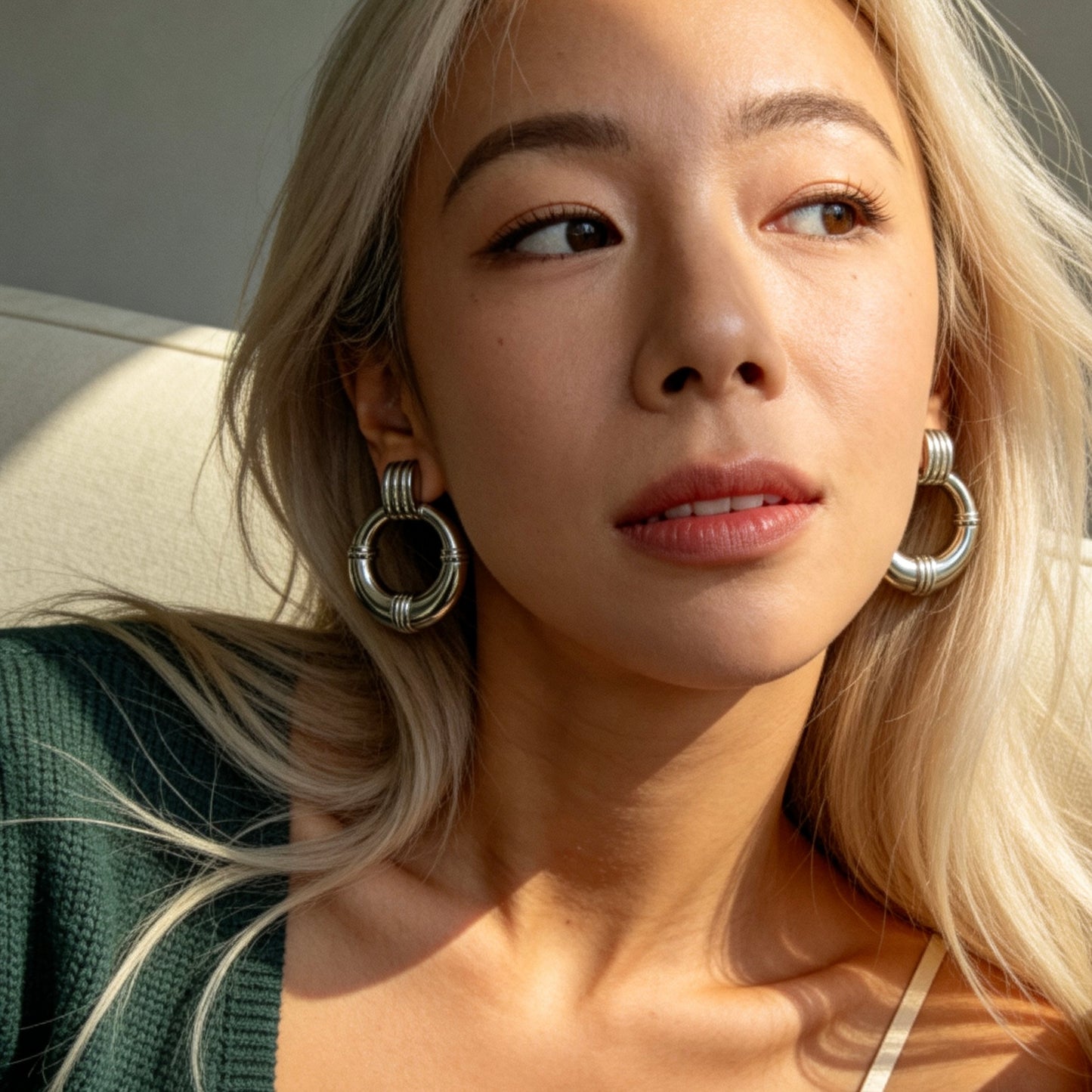 Modern Hoop Drop Earrings