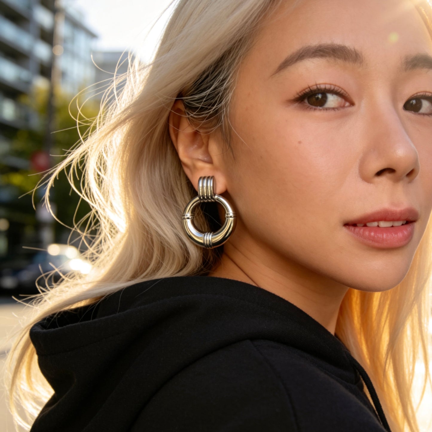 Modern Hoop Drop Earrings