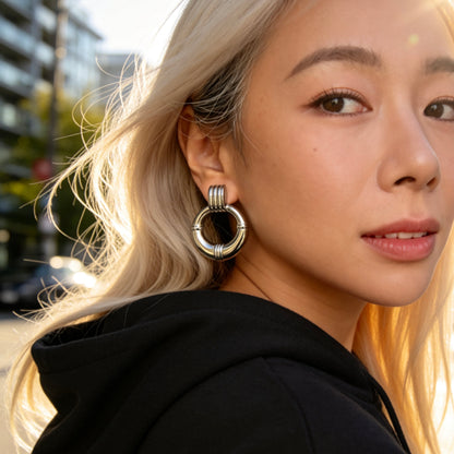 Modern Hoop Drop Earrings