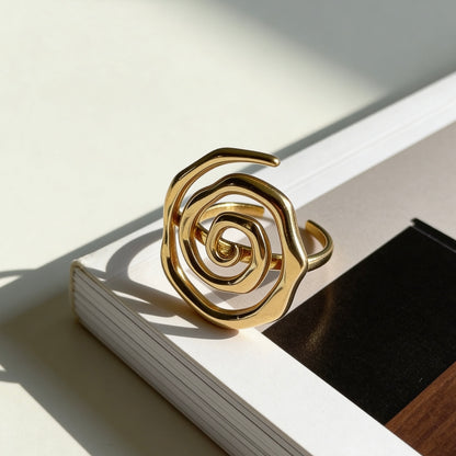 Sculptural Spiral Gold Statement Ring