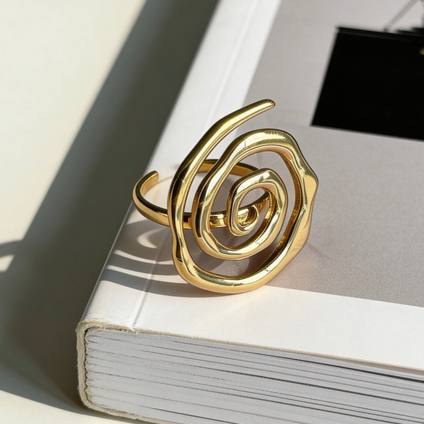 Sculptural Spiral Gold Statement Ring