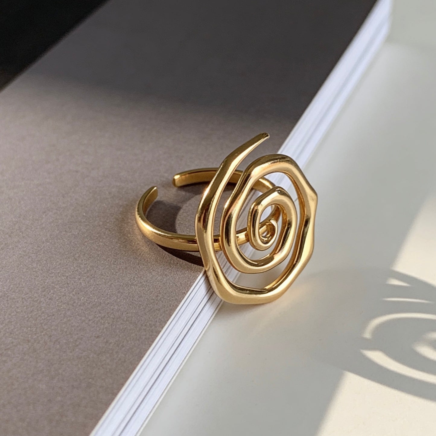 Sculptural Spiral Gold Statement Ring