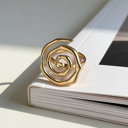 Sculptural Spiral Gold Statement Ring