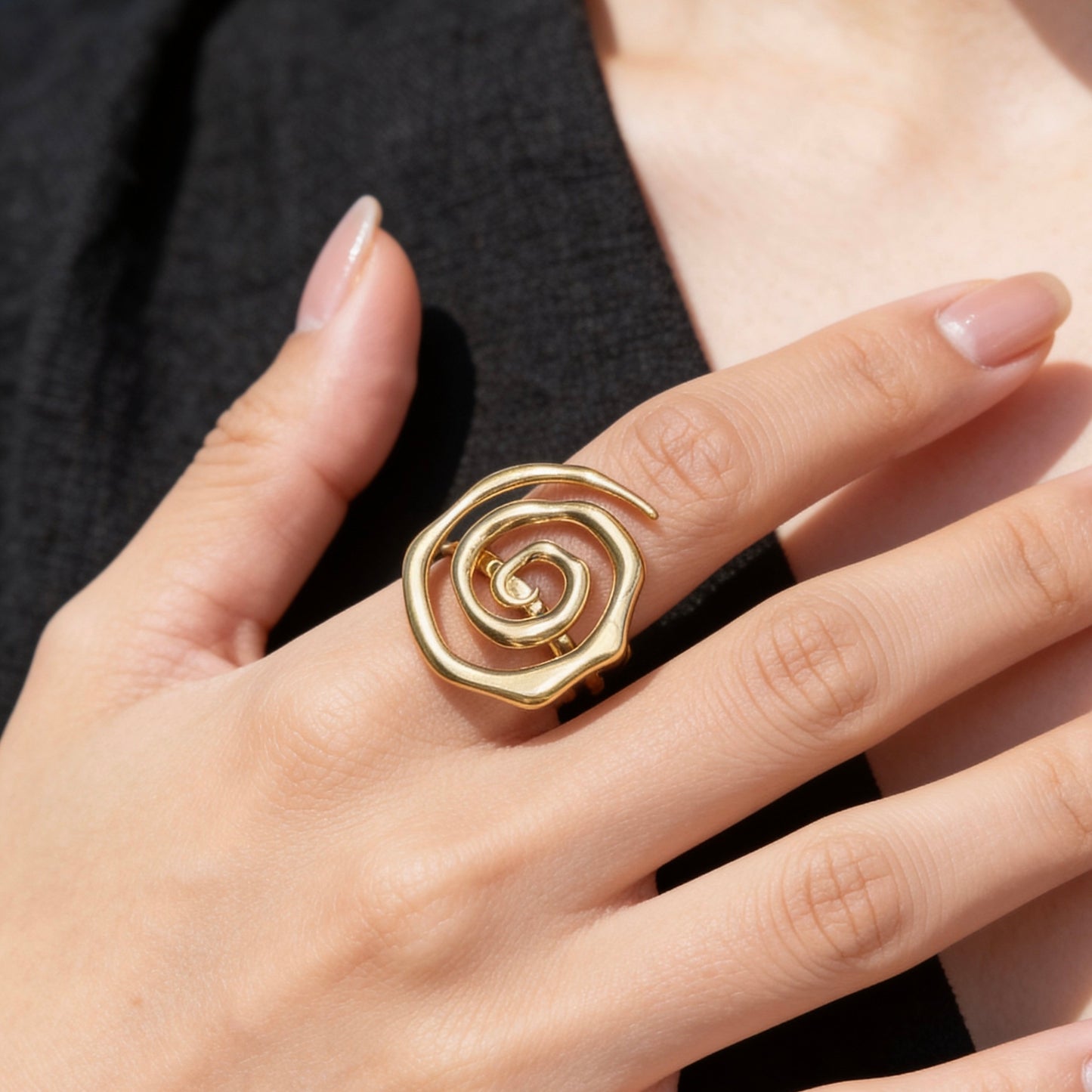 Sculptural Spiral Gold Statement Ring