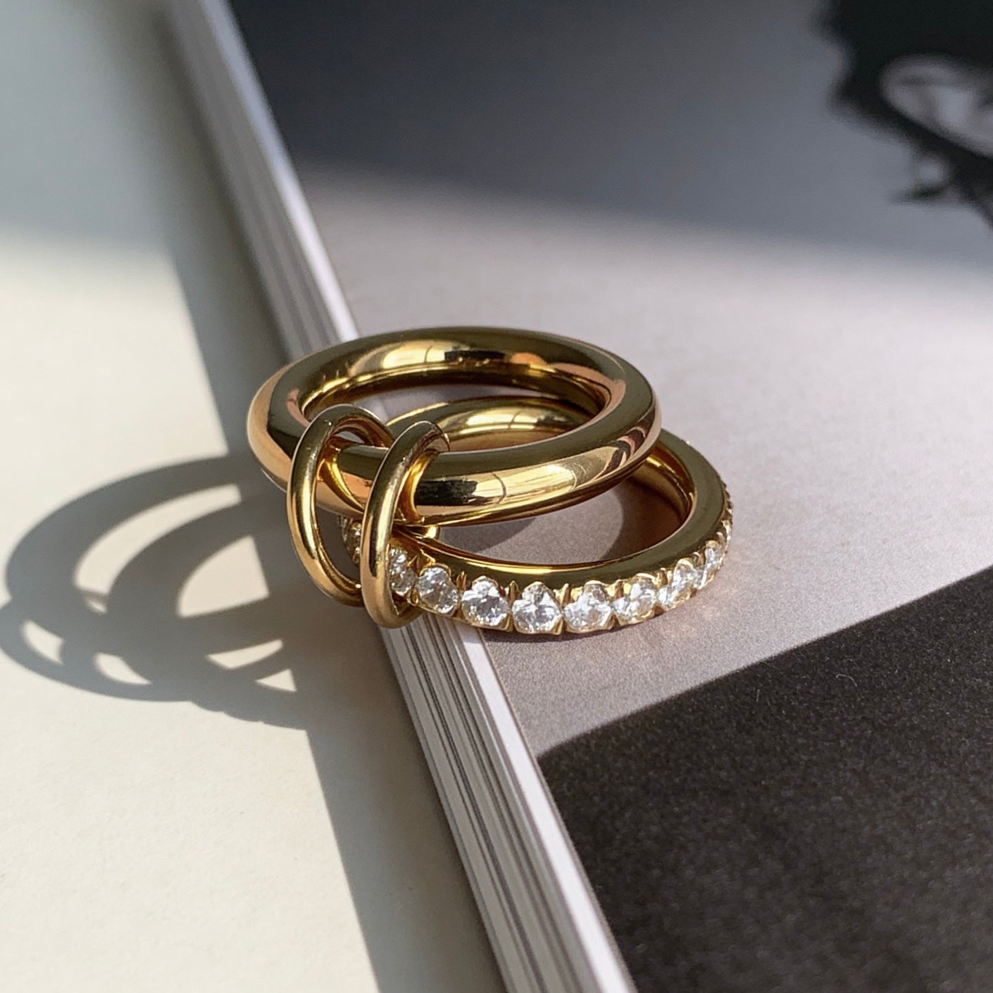 Crystal Double Ring Statement Set