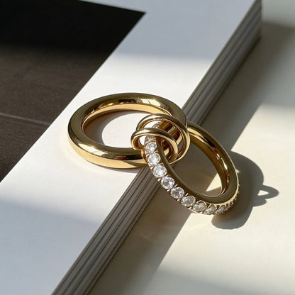 Crystal Double Ring Statement Set