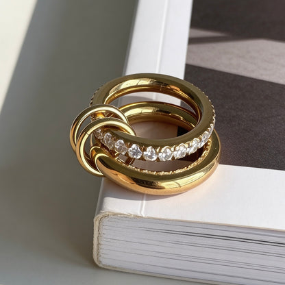Crystal Double Ring Statement Set