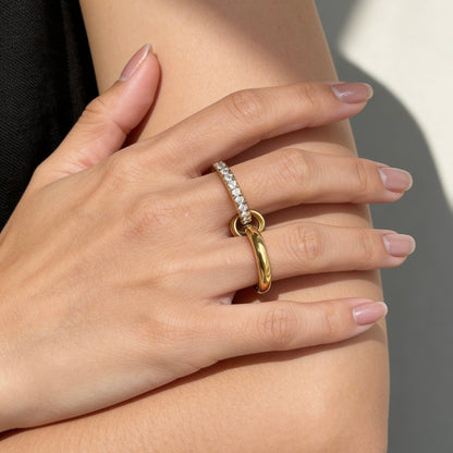 Crystal Double Ring Statement Set