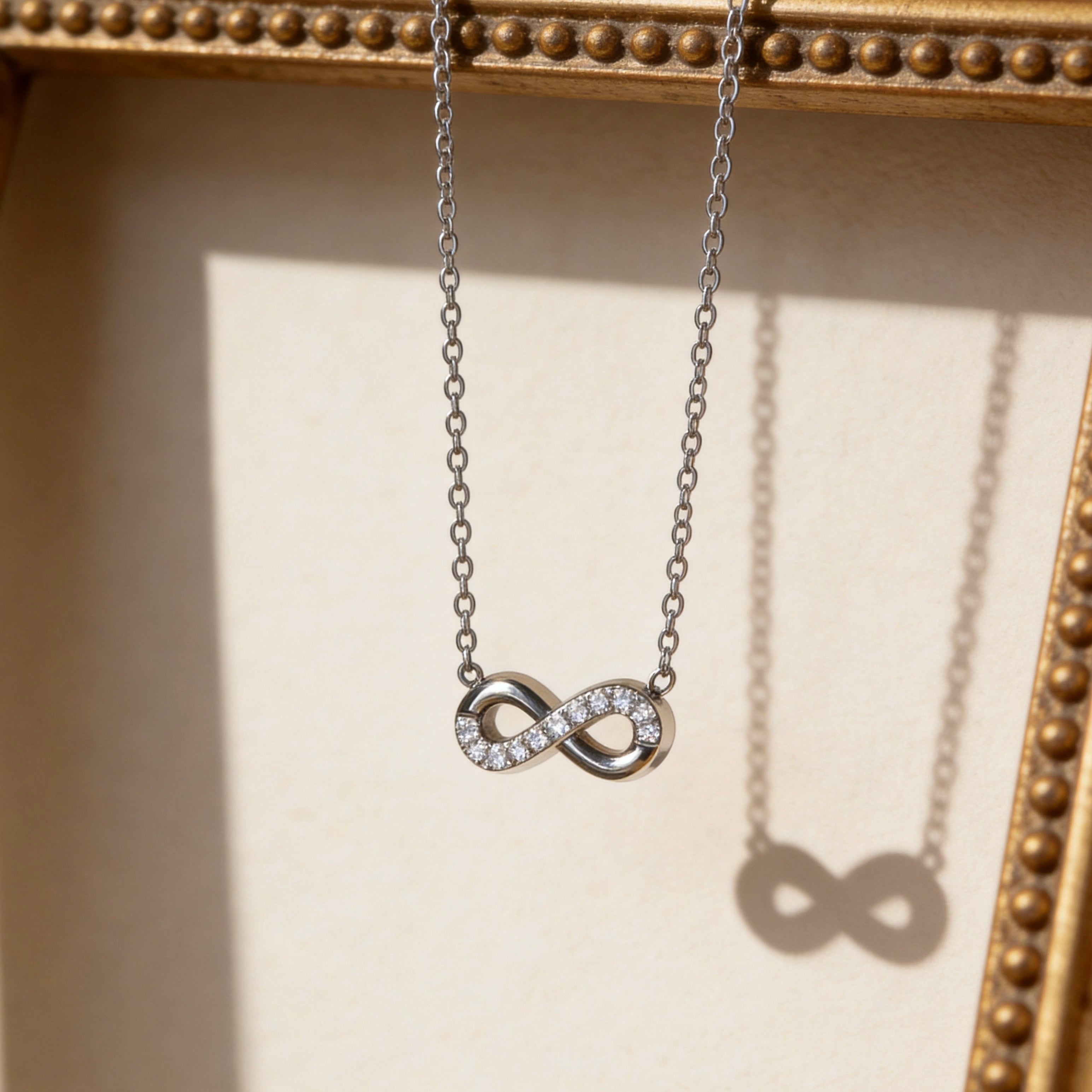 Silver Crystal Infinity Necklace
