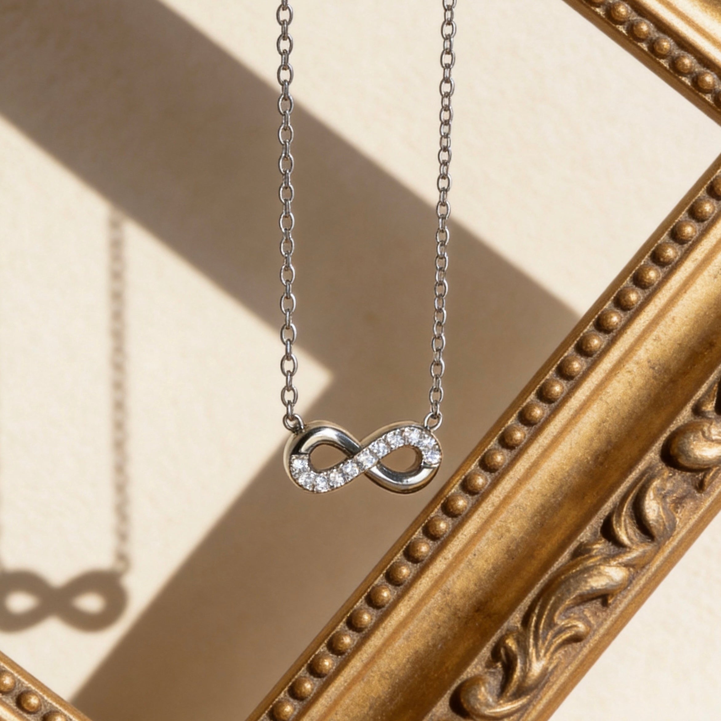 Silver Crystal Infinity Necklace