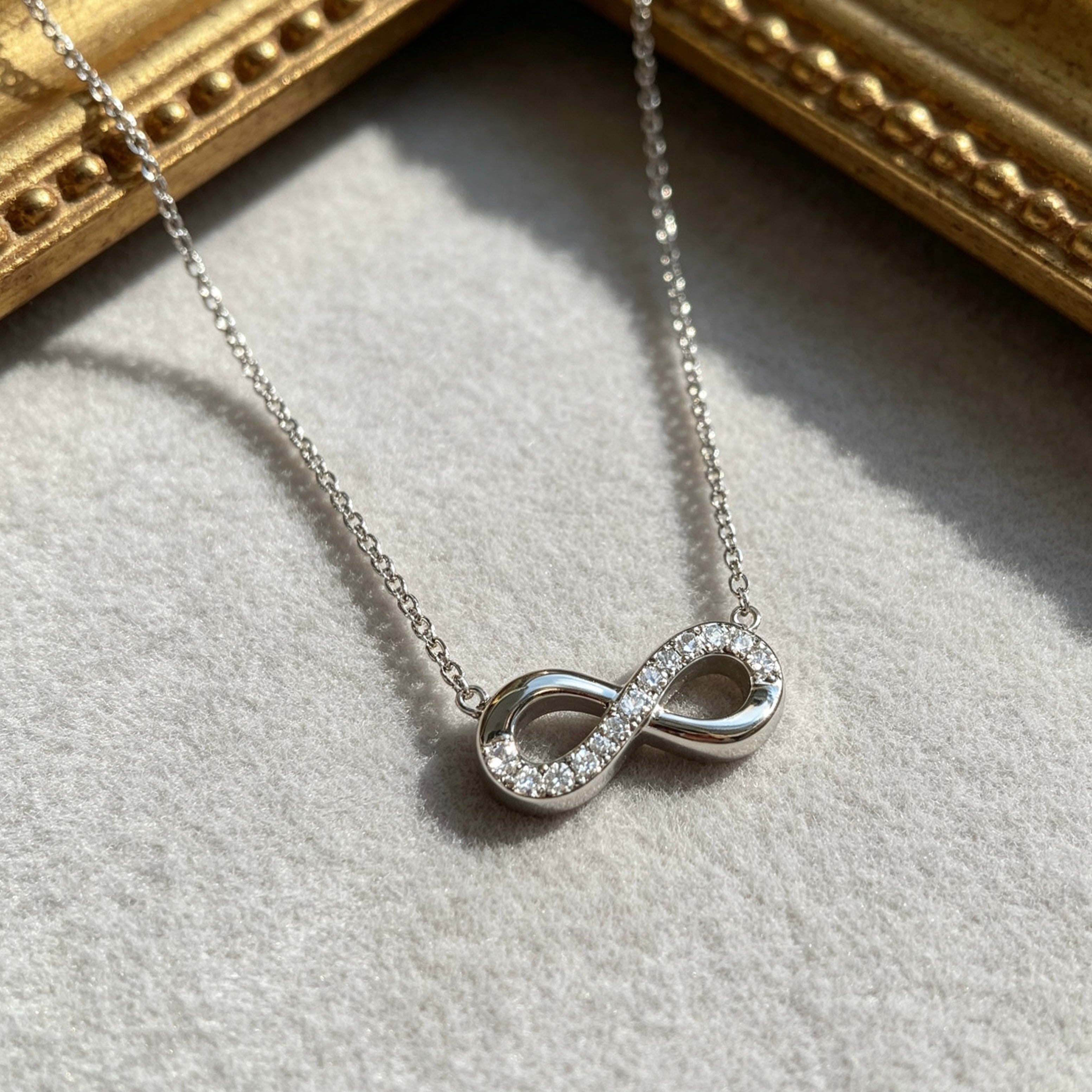 Silver Crystal Infinity Necklace