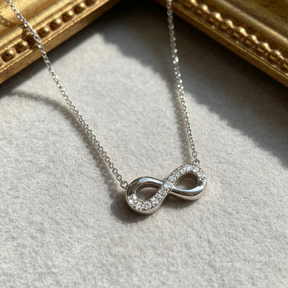 Silver Crystal Infinity Necklace