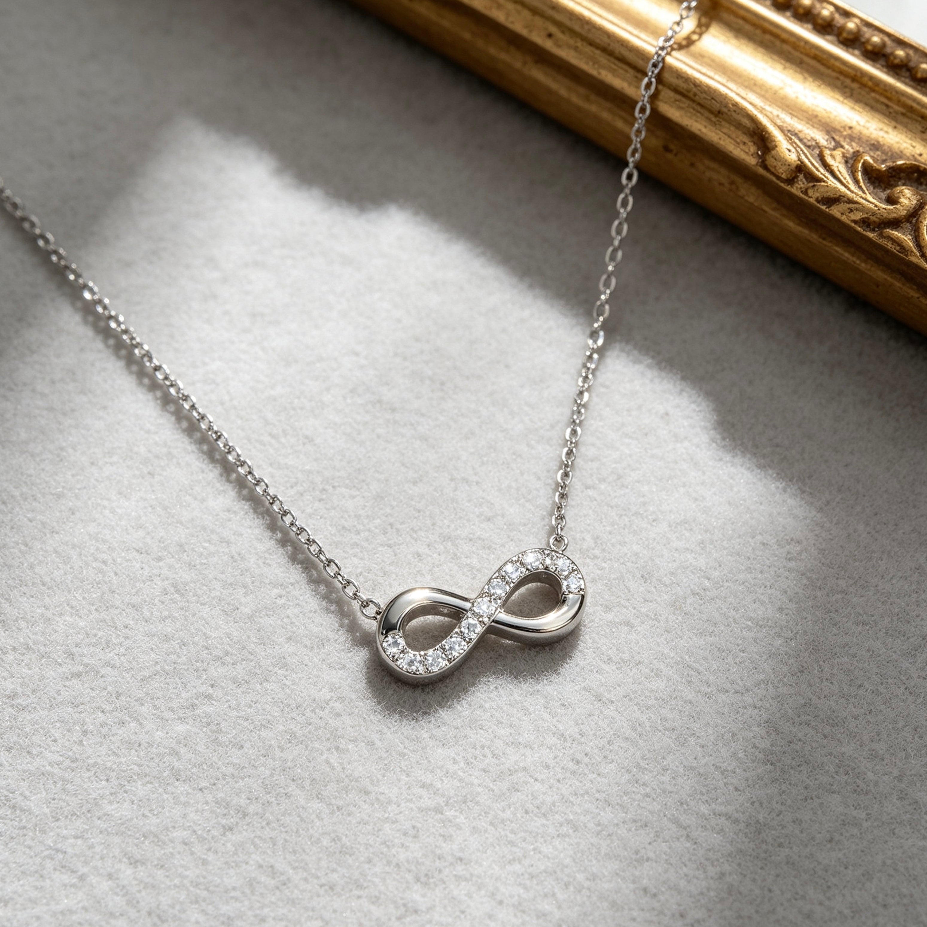 Silver Crystal Infinity Necklace
