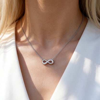 Silver Crystal Infinity Necklace